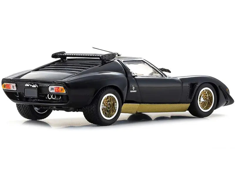 Lamborghini Miura SVR Black with Gold Accents and Wheels 1/43 Scale - Perfect Diecast