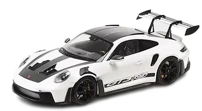 Porsche 911 (992) GT3 RS White with Carbon Top and Hood Stripes Limited Edition to 300 pieces Worldwide 1/18 Scale - Perfect Diecast
