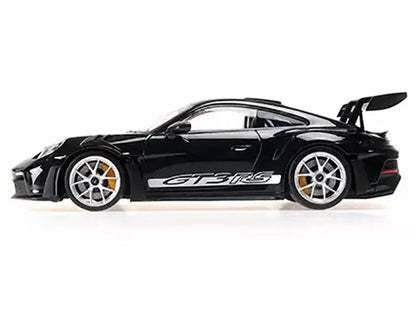Porsche 911 (992) GT3 RS Black with Carbon Top and Hood Stripes Limited Edition to 300 pieces Worldwide 1/18 Scale - Perfect Diecast