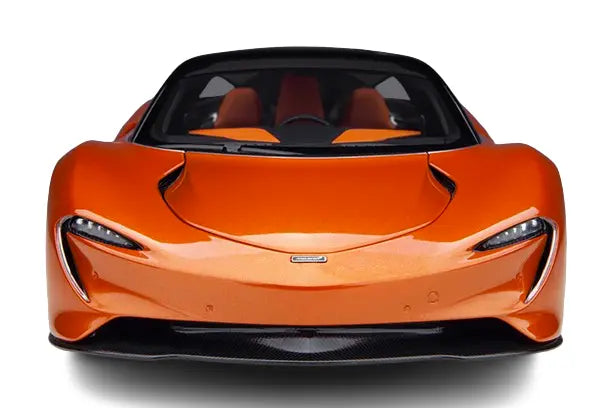 McLaren Speedtail Volcano Orange Metallic with Black Top and Suitcase Accessories 1/18 Scale - Perfect Diecast