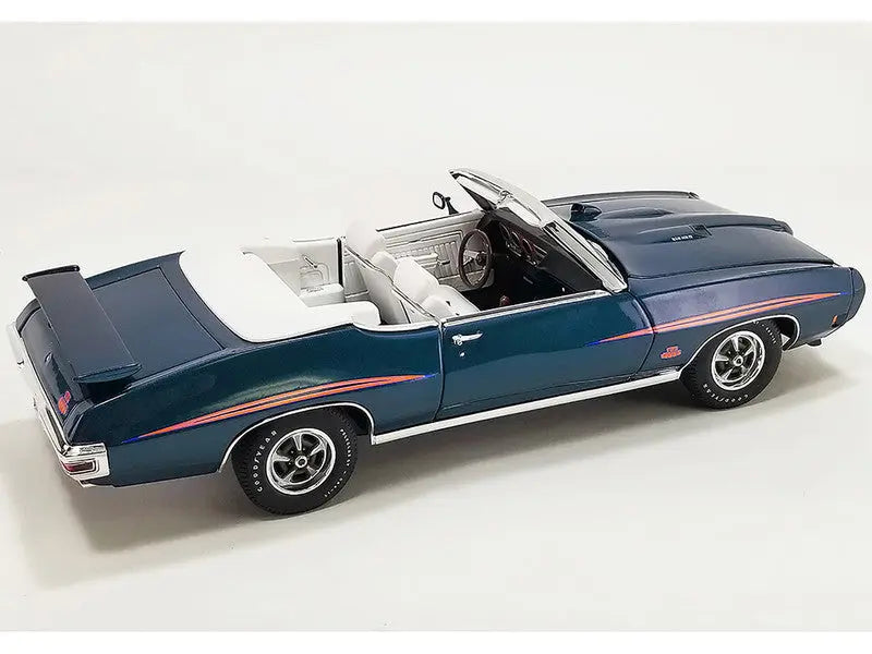 1970 Pontiac GTO Judge Convertible Atoll Blue Metallic with Graphics and White Interior Limited Edition to 432 pieces Worldwide 1/18 Scale - Perfect Diecast