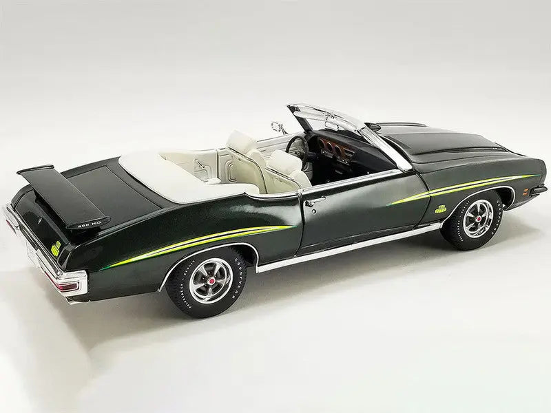 1971 Pontiac GTO Judge Convertible Laurentian Green Metallic with Graphics and White Interior Limited Edition to 252 pieces Worldwide 1/18 Scale - Perfect Diecast