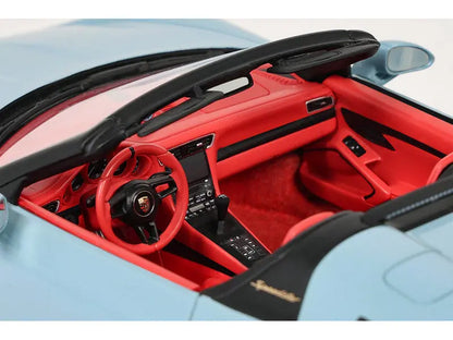 Porsche 911 (991.2) Speedster Light Blue with Red Interior 1/18 Scale - Perfect Diecast