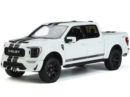 2022 Ford Shelby F-150 Pickup Truck White with Black Stripes 1/18 Scale - Perfect Diecast