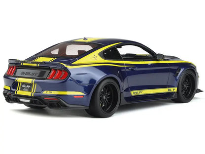 2021 Shelby Mustang Super Snake Coupe Blue Metallic with Yellow Stripes 1/18 - Perfect Diecast