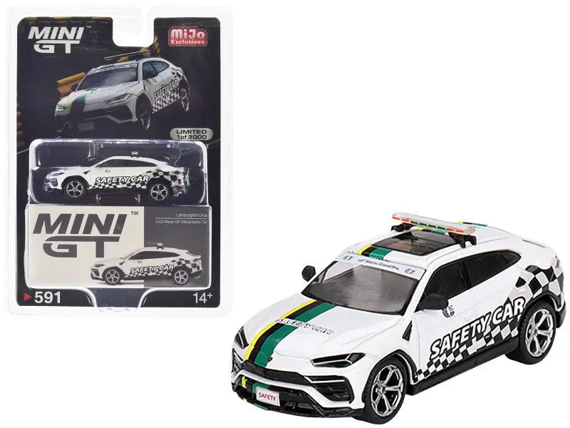 Lamborghini Urus White with Graphics "2022 Macau GP Official Safety Car" Limited Edition to 3000 pieces Worldwide 1/64 Scale - Perfect Diecast