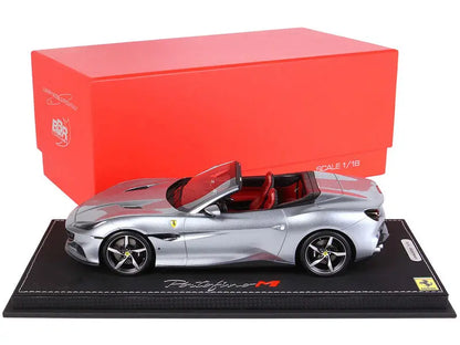 Ferrari Portofino M Convertible Grigio Titanio Gray Metallic with Red Interior with DISPLAY CASE Limited Edition to 99 pieces Worldwide 1/18 Scale - Perfect Diecast