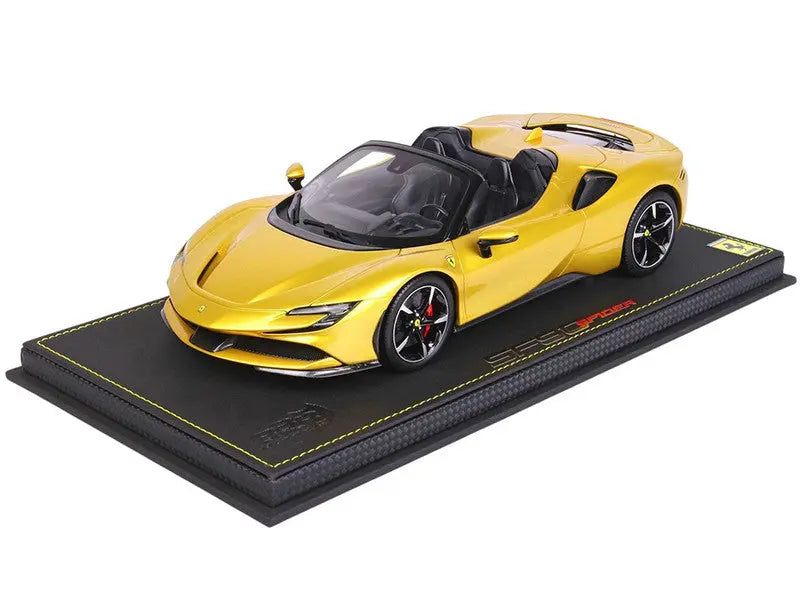 Ferrari SF90 Spider Convertible Giallo Montecarlo Yellow with DISPLAY CASE Limited Edition to 200 pieces Worldwide 1/18 Scale - Perfect Diecast