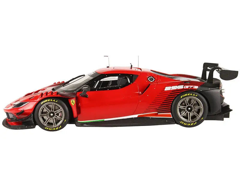 Ferrari 296 GT3 Rosso Corsa Red and Black with DISPLAY CASE Limited Edition to 449 pieces Worldwide 1/18 Scale - Perfect Diecast
