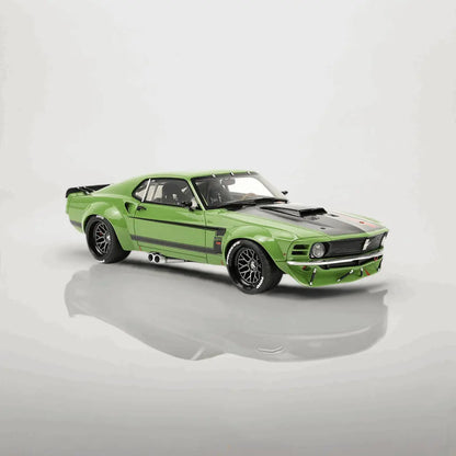 1970 Ford Mustang Widebody "By Ruffian" Green with Black Stripes 1/18 Scale