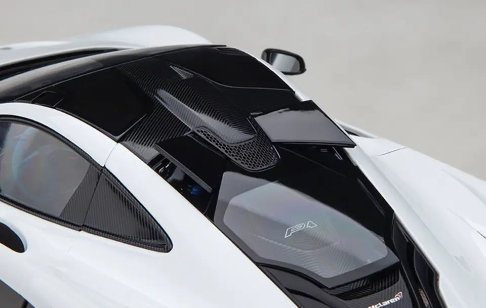 McLaren P1 Alaskan Diamond White with Blue and Black - Perfect Diecast